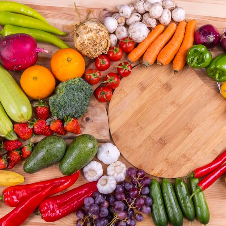 Wooden crate of fresh vegetables